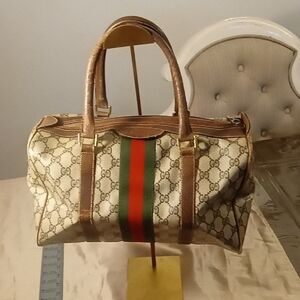 Gucci Monogram Canvas Bag with Red and Green Accent
